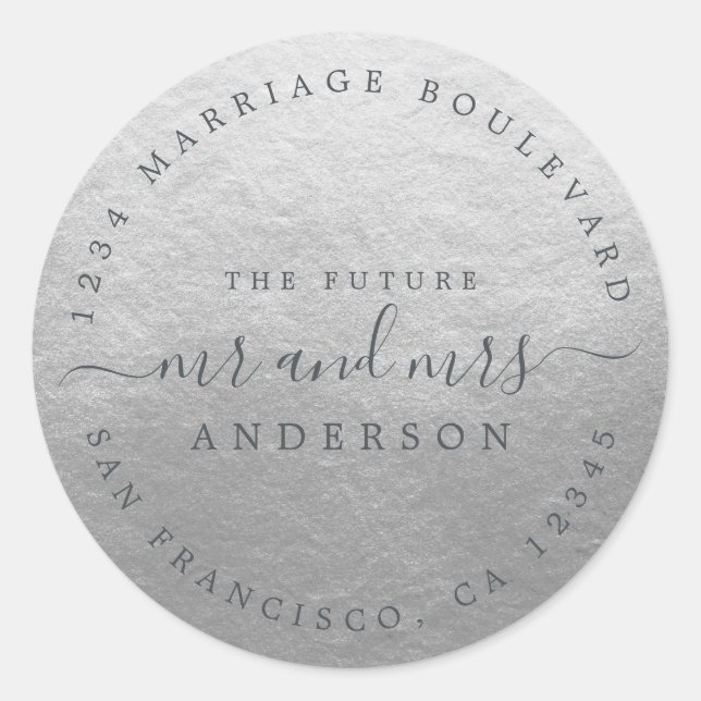 Adesivo Chic Script Future Sr. Dr. Wedding Return Endereço (Frente)