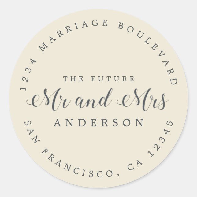 Adesivo Chic Script Future Sr. Dr. Wedding Return Endereço (Frente)