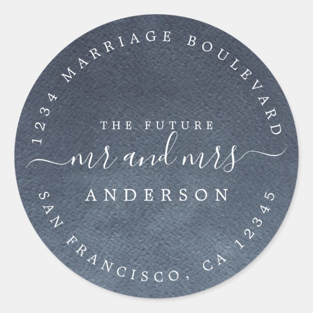 Adesivo Chic Script Future Sr. Dr. Wedding Return Endereço (Frente)