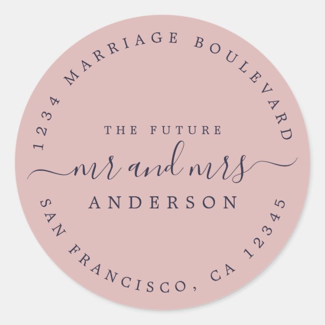 Adesivo Chic Script Future Sr. Dr. Wedding Return Endereço (Frente)