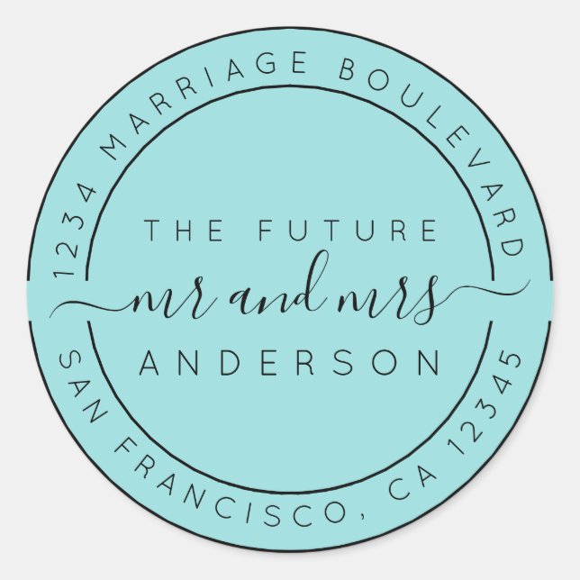 Adesivo Chic Script Future Sr. Dr. Wedding Return Endereço (Frente)