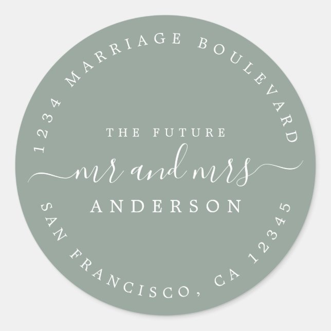 Adesivo Chic Script Future Sr. Dr. Wedding Return Endereço (Frente)
