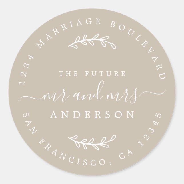 Adesivo Chic Script Future Sr. Dr. Wedding Return Endereço (Frente)