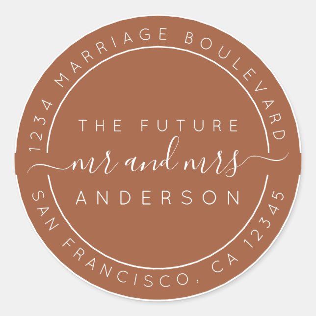 Adesivo Chic Script Future Sr. Dr. Wedding Return Endereço (Frente)