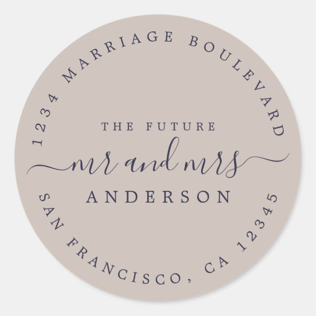 Adesivo Chic Script Future Sr. Dr. Wedding Return Endereço (Frente)