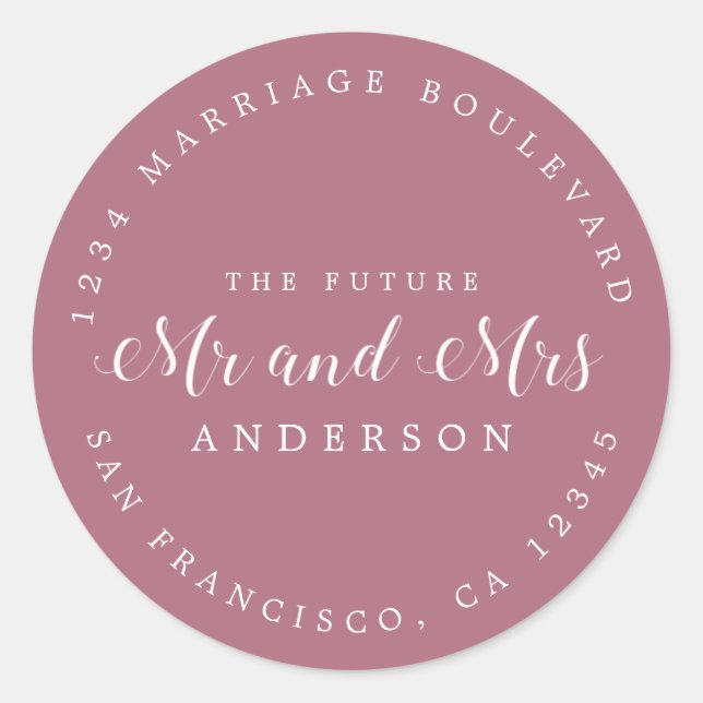 Adesivo Chic Script Future Sr. Dr. Wedding Return Endereço (Frente)