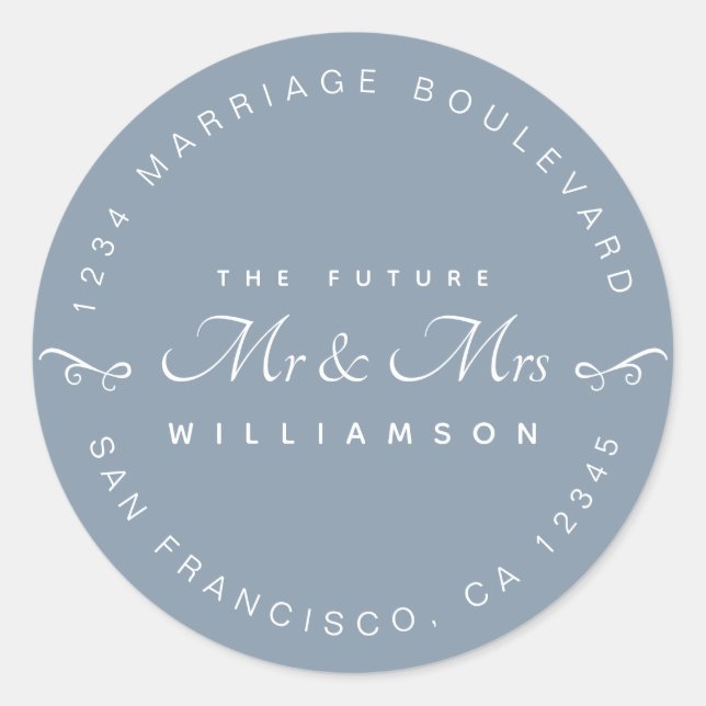 Adesivo Chic Script Future Sr. Dr. Wedding Return Endereço (Frente)