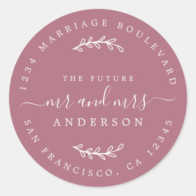 Adesivo Chic Script Future Sr. Dr. Wedding Return Endereço (Frente)