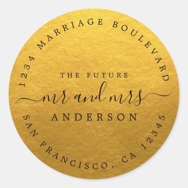 Adesivo Chic Script Future Sr. Dr. Wedding Return Endereço (Frente)