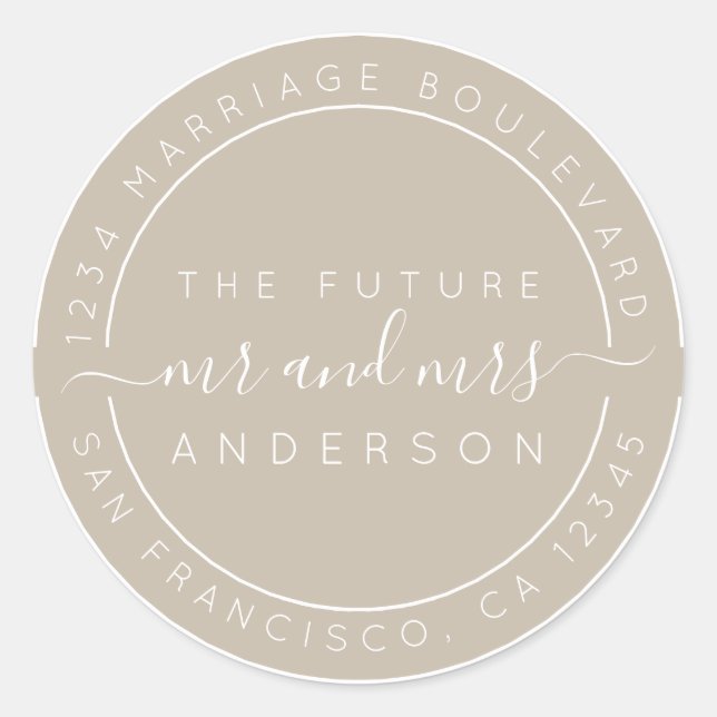 Adesivo Chic Script Future Sr. Dr. Wedding Return Endereço (Frente)