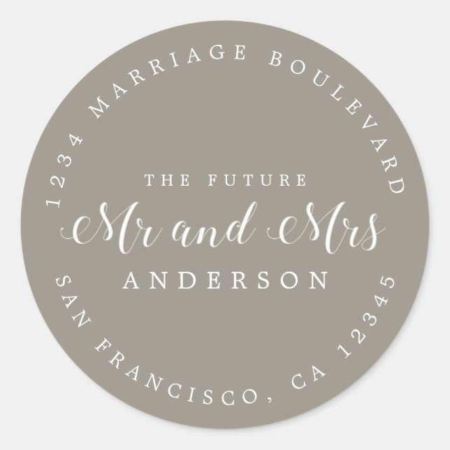 Adesivo Chic Script Future Sr. Dr. Wedding Return Endereço (Frente)