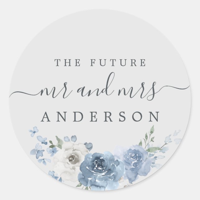 Adesivo Chic Script Future Sr. Dusty Blue Floral Cinza (Frente)