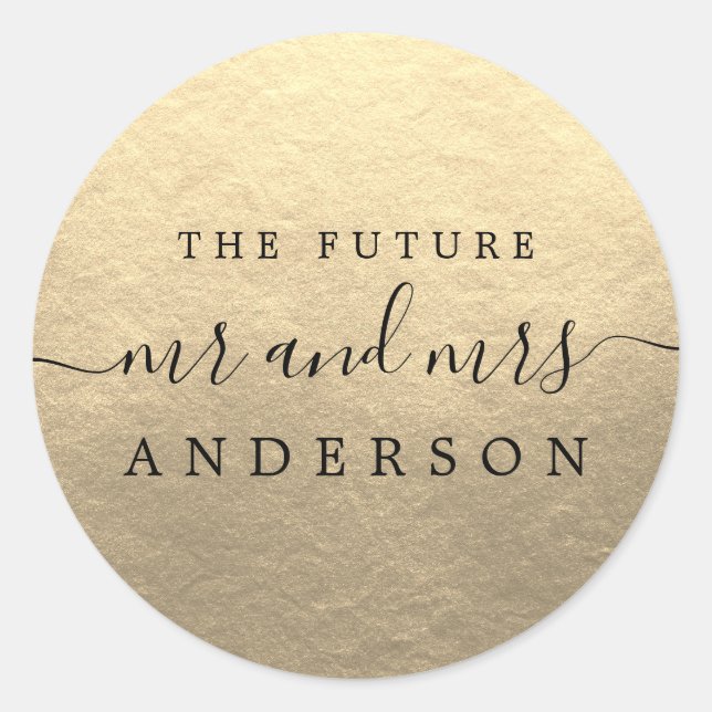 Adesivo Chic Script Future Sr. Sra. Dourada Wedding (Frente)