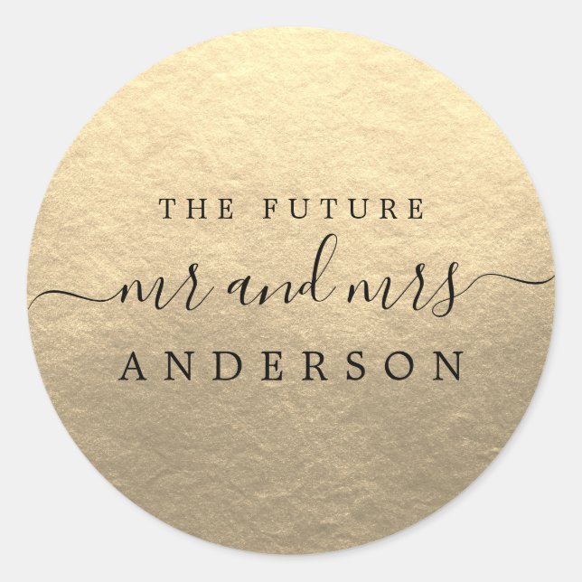 Adesivo Chic Script Future Sr. Sra. Dourada Wedding (Frente)