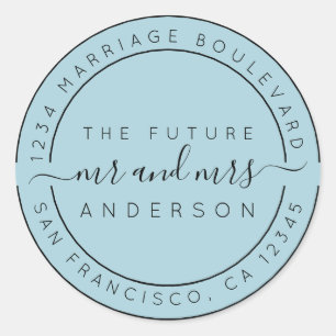 Adesivo Chic Script Future Sr Sra. Return Endereço Blue