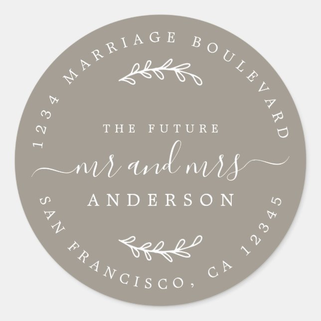 Adesivo Chic Script Future Sr. Wedding Endereço de Regress (Frente)