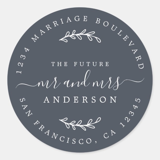 Adesivo Chic Script Future Sr. Wedding Endereço de Regress (Frente)