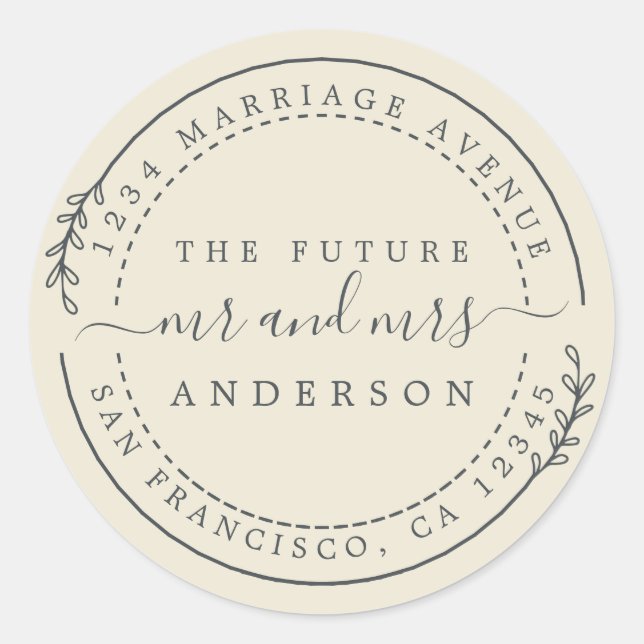 Adesivo Chic Script Future Sr. Wedding Return Endereço C (Frente)