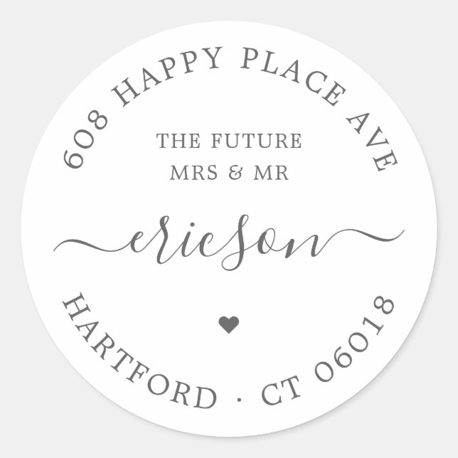 Adesivo Chic Script Future Sra. Return Endereço Wedding (Frente)