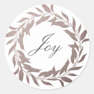 Adesivo Chic Script Joy Cinza Púrpura Wreath Natal