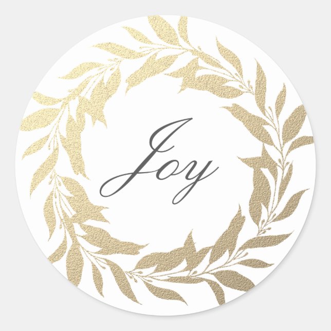 Adesivo Chic Script Joy Dourado Wreath Natal (Frente)