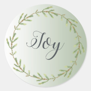 Adesivo Chic Script Joy Foliage Wreath Green Christmas