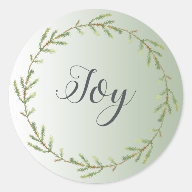Adesivo Chic Script Joy Foliage Wreath Green Christmas (Frente)