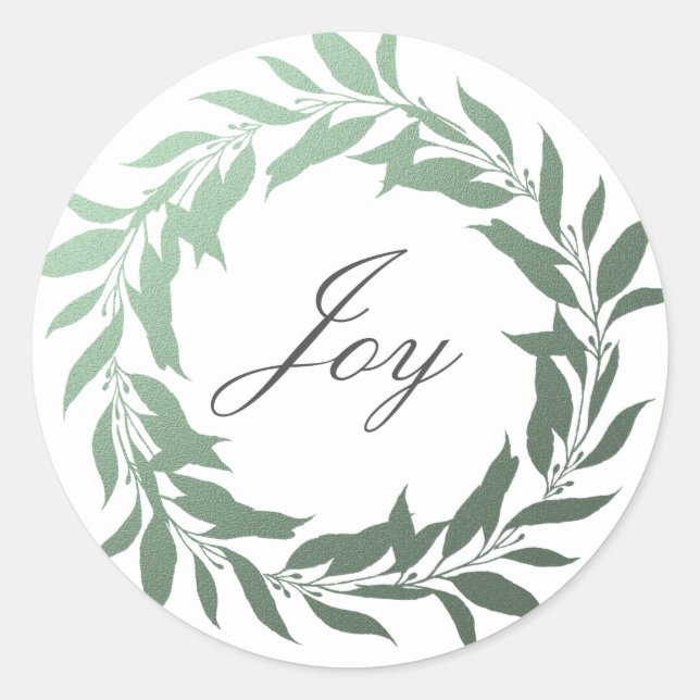 Adesivo Chic Script Joy Green Foil Wreath Natal (Frente)