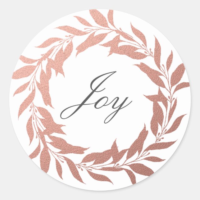 Adesivo Chic Script Joy Rosa Dourado Wreath Natal (Frente)