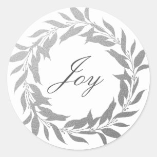 Adesivo Chic Script Joy Silver Cinza Wreath Natal