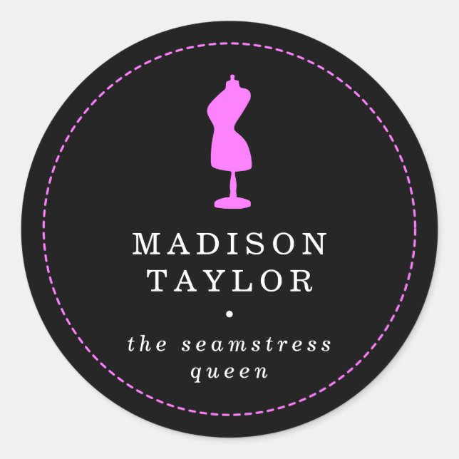 Adesivo Chic Seamstress Tailor | Mannequim Rosa Preto (Frente)