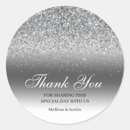 Adesivo Chic Silver Glitter Obrigado Casamento