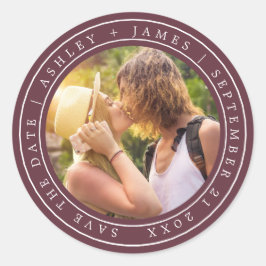 Adesivo Chic Simple Salve a Data Foto de Casamento Borgonh