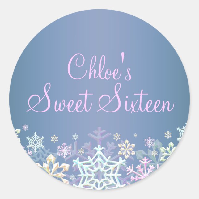 Adesivo Chic Snowflake Blue Sweet 16 Sticker (Frente)