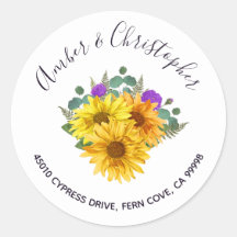 Chic Sunflower Rosas Endereço de Casamento Envelop