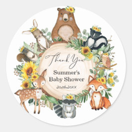 Adesivo Chic Sunflower Woodland Animal Baby Girl Chá
