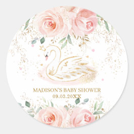 Adesivo Chic Swan Blush Pink Floral Chá de fraldas Anivers