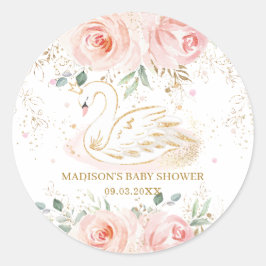 Adesivo Chic Swan Blush Pink Floral Chá de fraldas Anivers