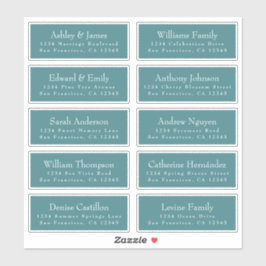 Adesivo Chic Typografia Teal Wedding Guest Address Labels