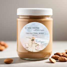 Adesivo Chic 'Um Novo Capítulo' Chá de Noiva Praia e Ondas