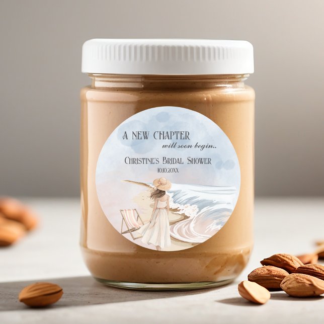 Adesivo Chic 'Um Novo Capítulo' Chá de Noiva Praia e Ondas (Criador carregado)