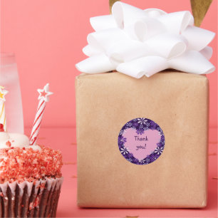 Adesivo Chic Violet Blush Flor Heart Obrigado