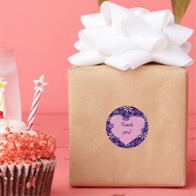Adesivo Chic Violet Blush Flor Heart Obrigado (Festa)