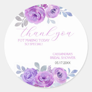 Adesivo Chic Violeta Rosa Vegetação Floral Chá de Noiva 