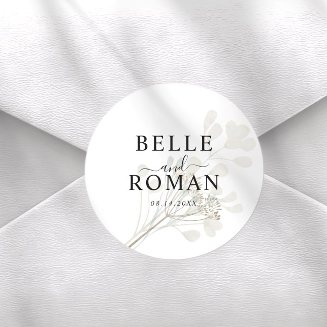 Adesivo Chic White & Beige Botancial Wedding (Criador carregado)