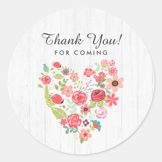 Adesivo Chic White Wood e Whimsical Floral Obrigado (Frente)