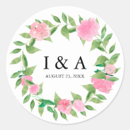 Adesivo Chic Wreath com Monograma e Data de Casamento