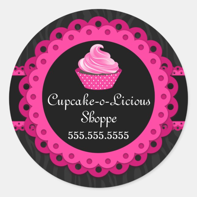 Adesivo Chic Zebra - Cupcake Rosa-Colar - Cartazes (Frente)