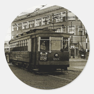 ADESIVO CHICAGO 63ª E OCIDENTAL 1952 TROLLEY ART SEPIA