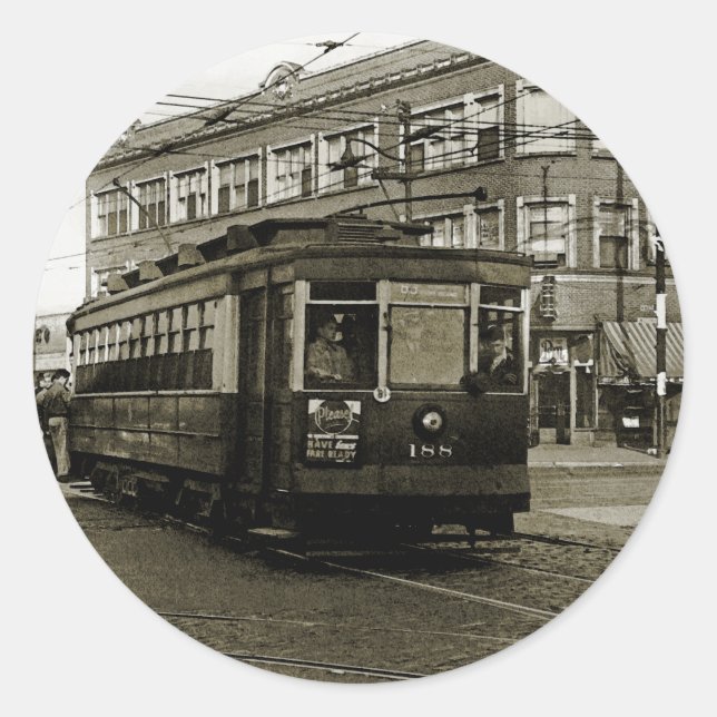 ADESIVO CHICAGO 63ª E OCIDENTAL 1952 TROLLEY ART SEPIA (Frente)